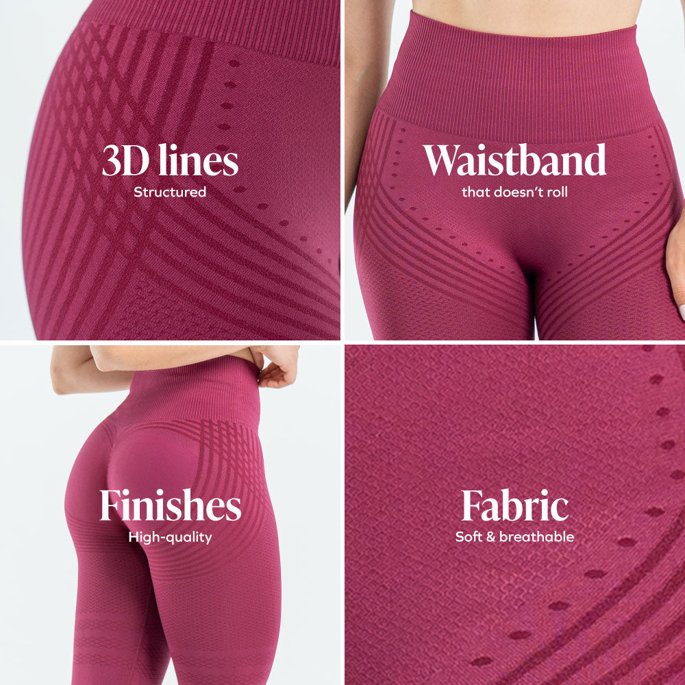 3D Leggings | Wijnrood