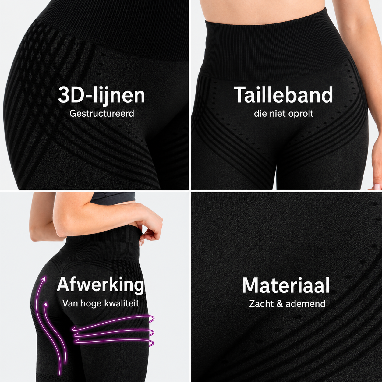 3D Leggings | Zwart